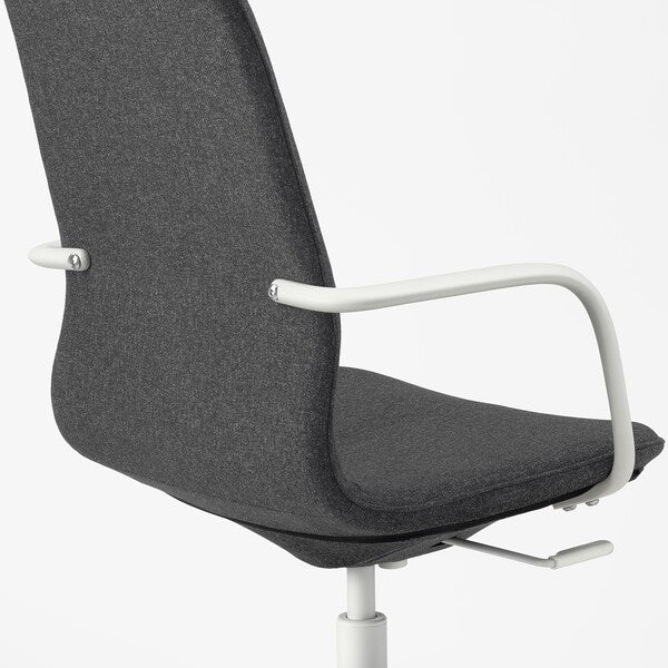 LÅNGFJÄLL Office chair with armrests - Gunnared dark grey/white ,