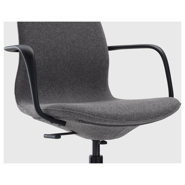 LÅNGFJÄLL Office chair with armrests - Gunnared dark grey/black ,