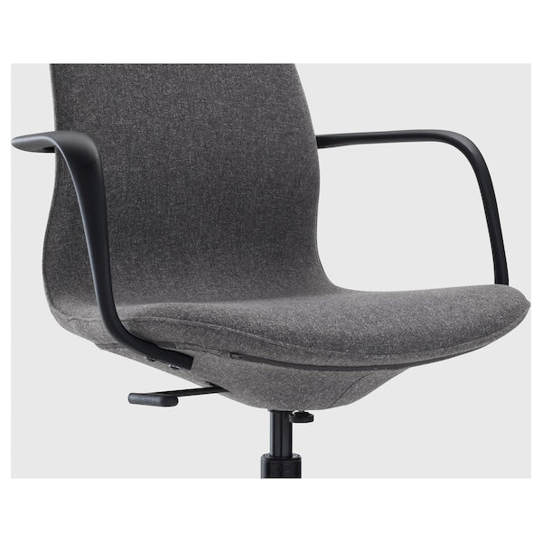 LÅNGFJÄLL Office chair with armrests - Gunnared dark grey/black ,