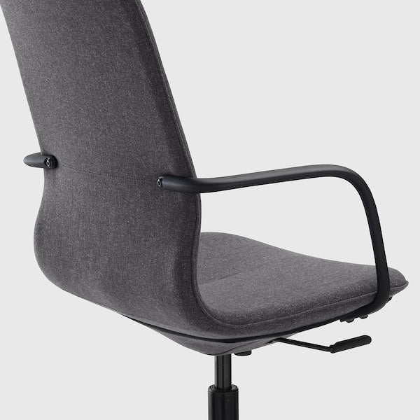 LÅNGFJÄLL Office chair with armrests - Gunnared dark grey/black ,