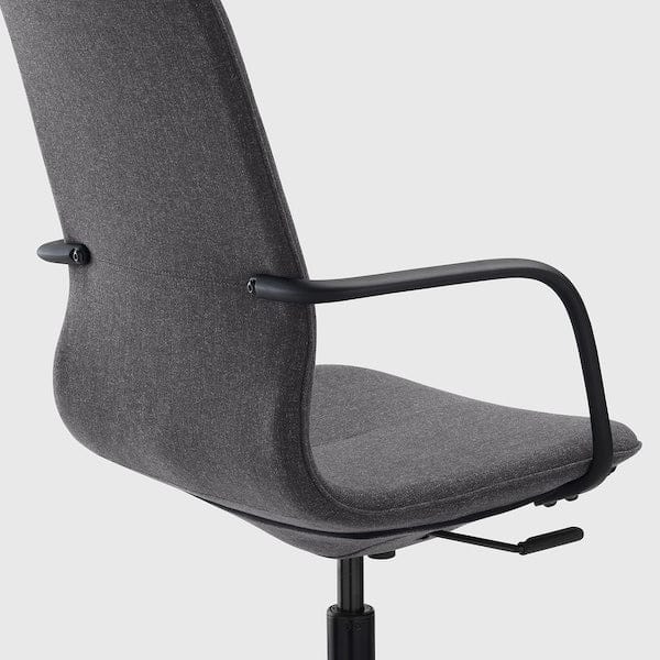 Ikea LÅNGFJÄLL Office chair with armrests - Gunnared dark grey/black ,