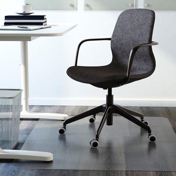 LÅNGFJÄLL Office chair with armrests - Gunnared dark grey/black ,