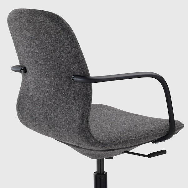 LÅNGFJÄLL Office chair with armrests - Gunnared dark grey/black ,