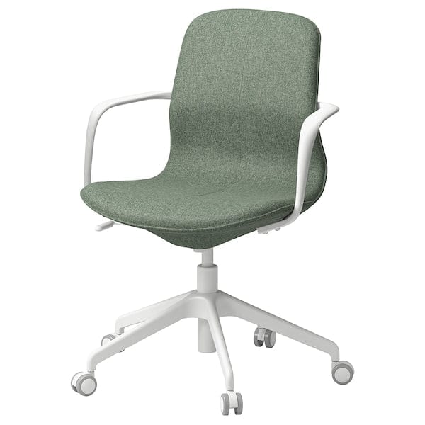 Ikea LÅNGFJÄLL - Meeting chair with armrests, Gunnared grey-green/white ,