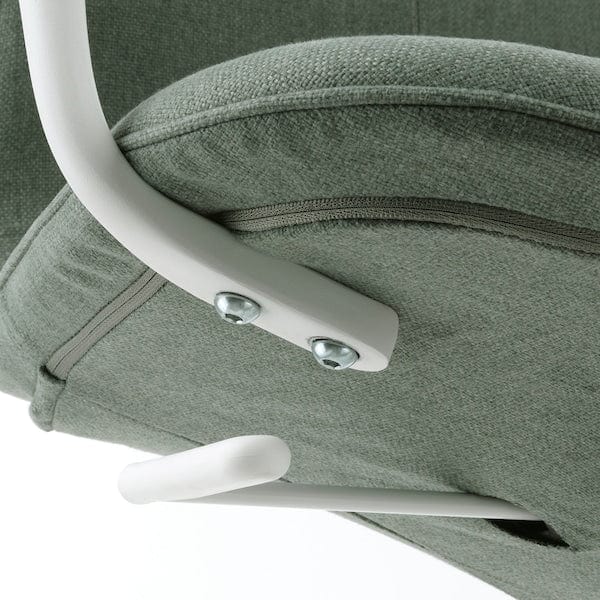 Ikea LÅNGFJÄLL - Meeting chair with armrests, Gunnared grey-green/white ,