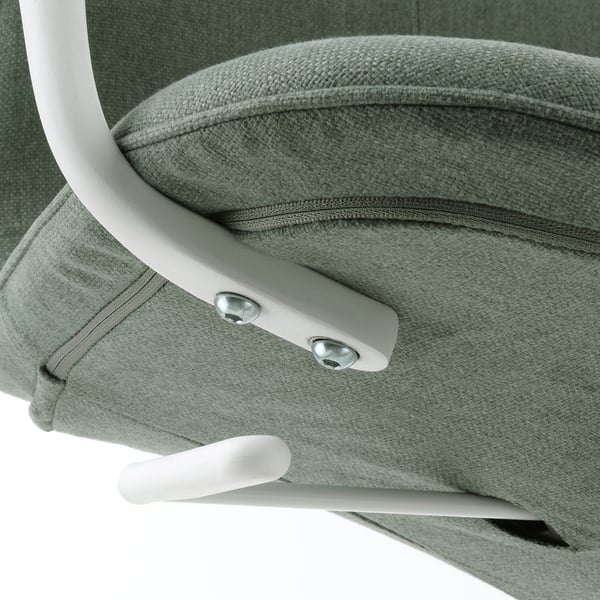 LÅNGFJÄLL conference chair with armrests, Gunnared green-grey/white, 53x92x68 cm