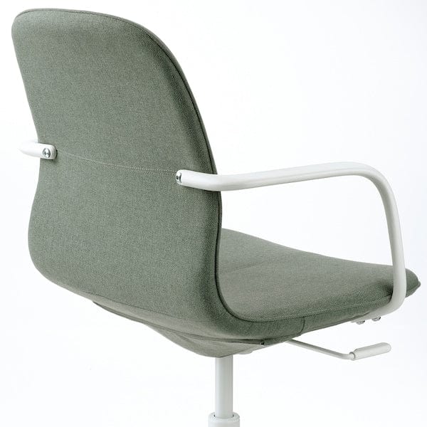 Ikea LÅNGFJÄLL - Meeting chair with armrests, Gunnared grey-green/white ,