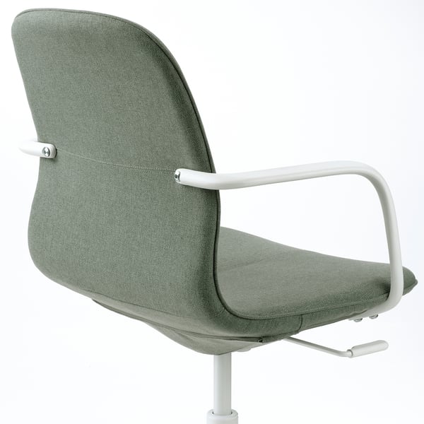 LÅNGFJÄLL conference chair with armrests, Gunnared green-grey/white, 68 cm