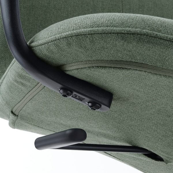 Ikea LÅNGFJÄLL - Meeting chair with armrests, Gunnared grey-green/black ,