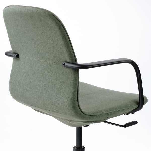 LÅNGFJÄLL conference chair with armrests, Gunnared green-grey/black, 68 cm
