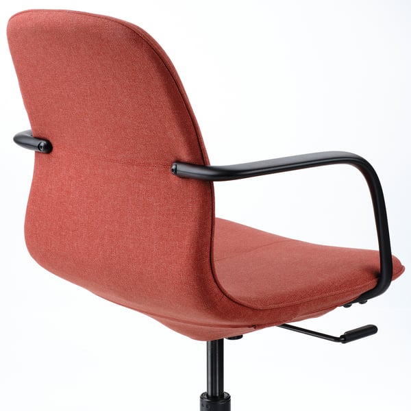 LÅNGFJÄLL conference chair with armrests, Gunnared red-orange/black, 53x92x68 cm