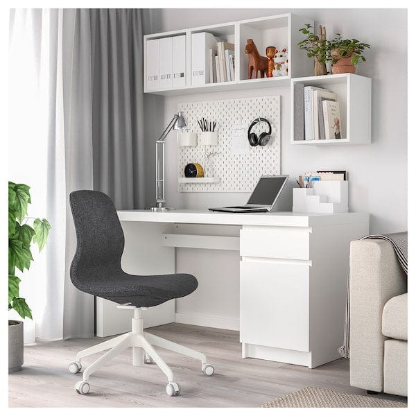 Ikea LÅNGFJÄLL Office Chair - Gunnared Dark Grey/White ,