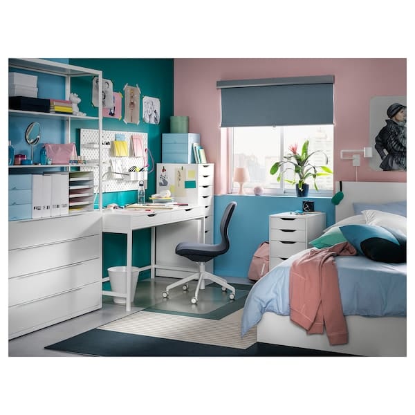 Ikea LÅNGFJÄLL Office Chair - Gunnared Dark Grey/White ,