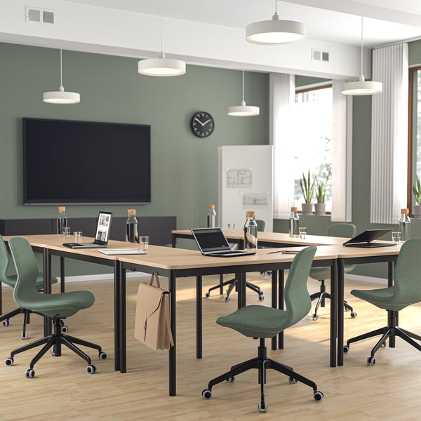 LÅNGFJÄLL conference chair, Gunnared green-grey/black, 68 cm