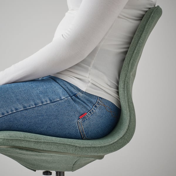 LÅNGFJÄLL conference chair, Gunnared green-grey/black, 53x92x68 cm