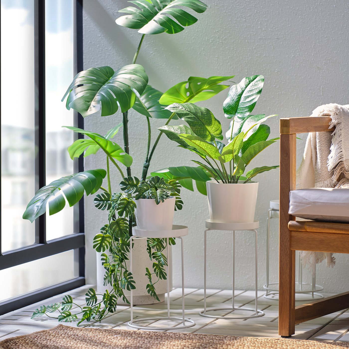 LÅNGNÄBB plant stand, in/outdoor/white, 26 cm