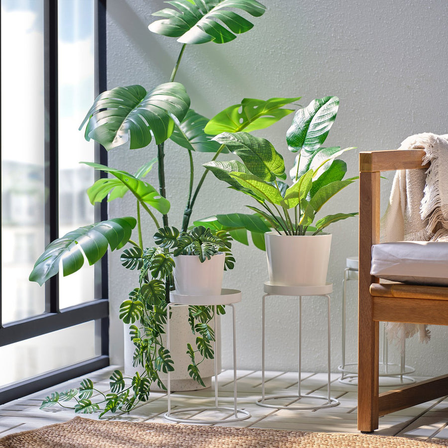 LÅNGNÄBB plant stand, in/outdoor/white, 26 cm