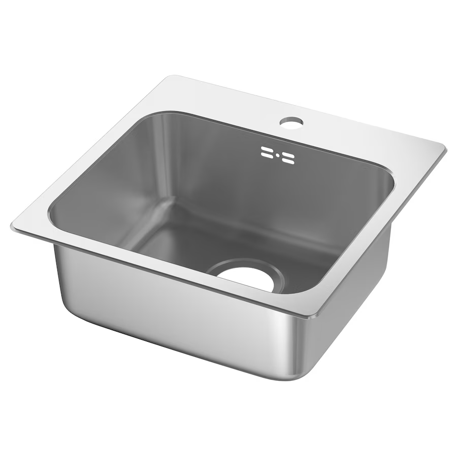 LÅNGUDDEN Inset sink, 1 bowl, stainless steel, 46x46 cm - best price from Maltashopper.com 30315174