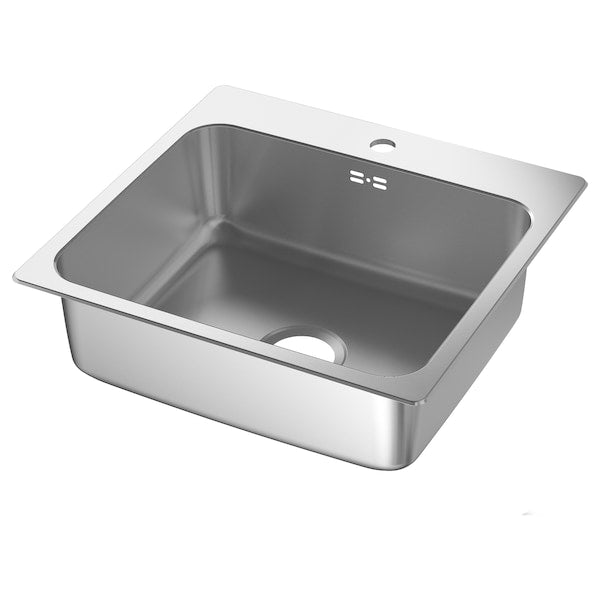 LÅNGUDDEN - Built-in sink, 1 bowl, stainless steel, 56x53 cm