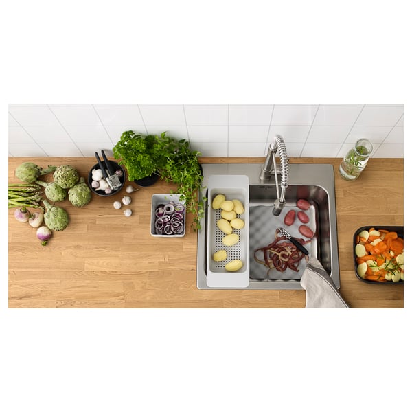 LÅNGUDDEN inset sink, 1 bowl, stainless steel, 56x53 cm