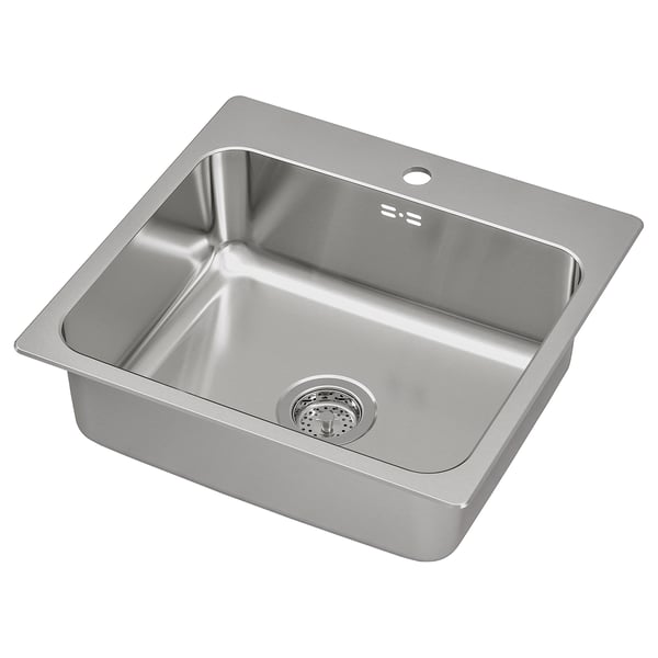 LÅNGUDDEN inset sink, 1 bowl, stainless steel, 56x53 cm