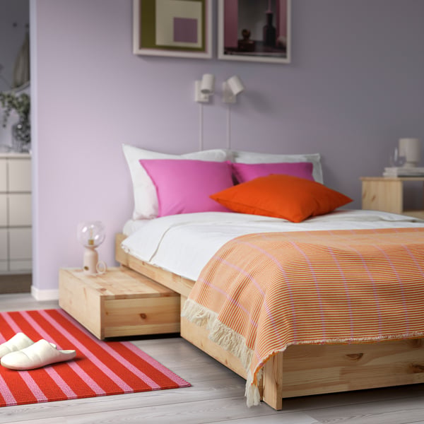 LAPPKATTFOT throw, bright orange/pink, 130x170 cm
