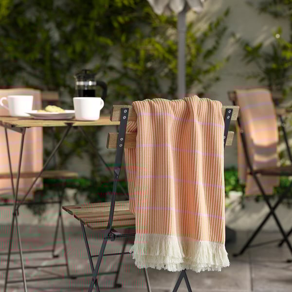 LAPPKATTFOT throw, bright orange/pink, 130x170 cm