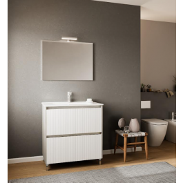 BATHROOM COMP 80 CM LARA 2 DRAWERS PLISS BCO ROV GRAY MIRROR LED
