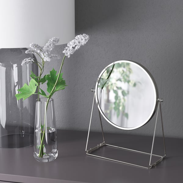 LASSBYN - Table mirror, silver-colour, 17 cm