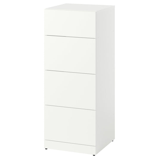 LASTARE chest of 4 drawers, white, 40x42x100 cm
