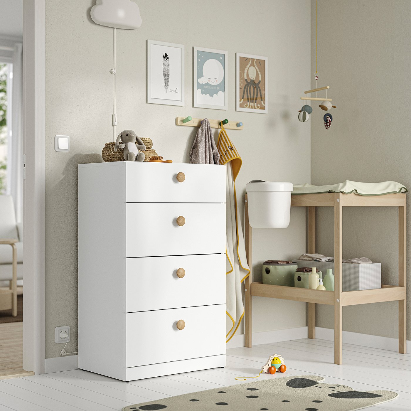 LASTARE chest of 4 drawers, white, 60x42x100 cm