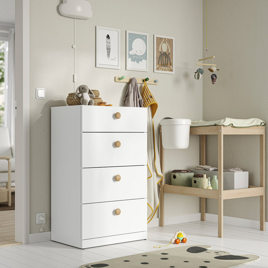 LASTARE chest of 4 drawers, white, 60x42x100 cm