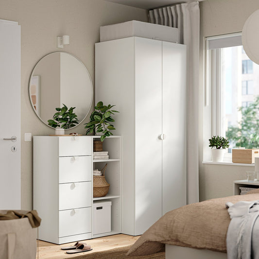 LASTARE chest of 4 drawers, white, 40x42x100 cm