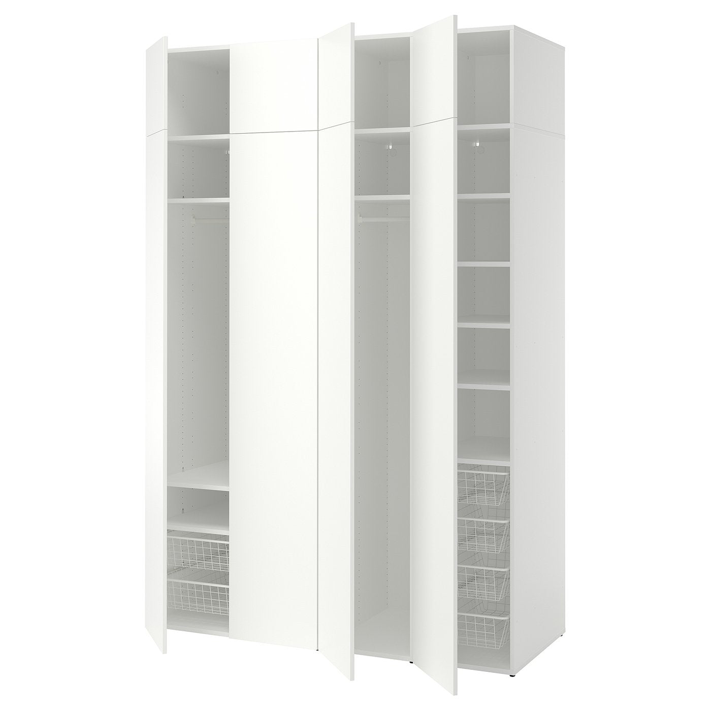 LASTARE wardrobe combination, white/with height extension unit, 160x62x236 cm