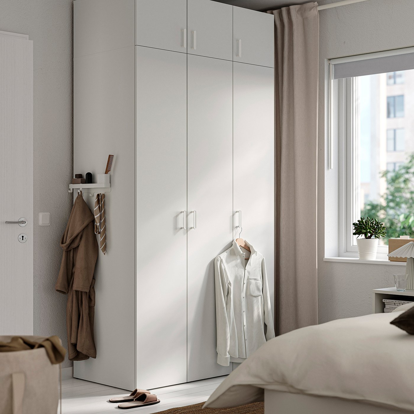 LASTARE wardrobe combination, white/with height extension unit, 120x62x236 cm