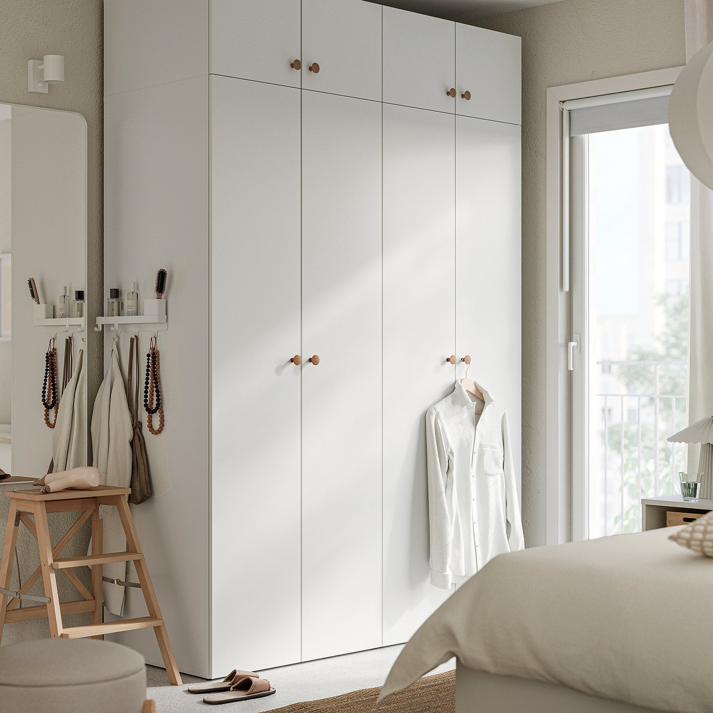 LASTARE wardrobe combination, white/with height extension unit, 160x62x236 cm