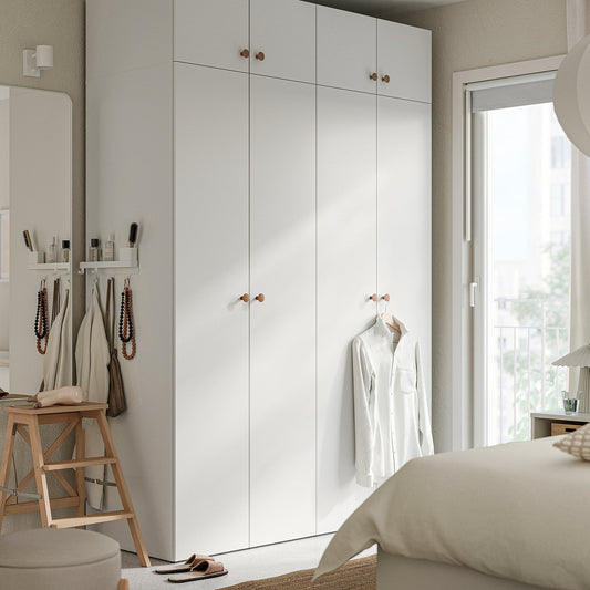 LASTARE wardrobe combination, white/with height extension unit, 160x62x236 cm