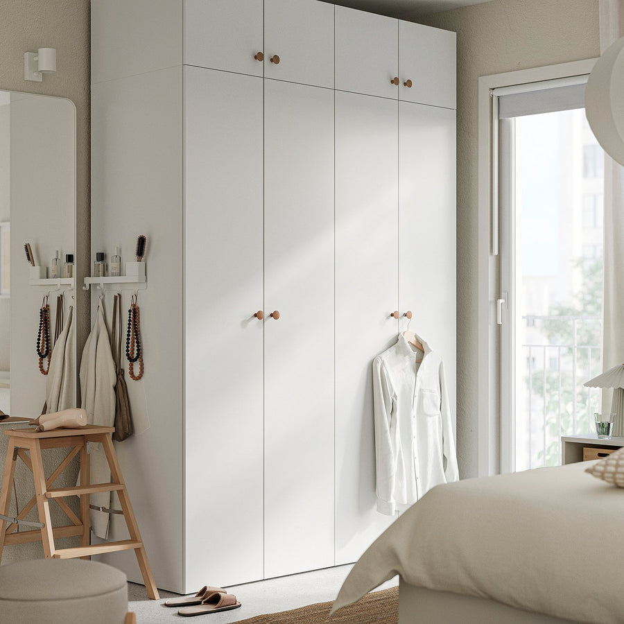 LASTARE wardrobe combination, white/with height extension unit, 160x62x236 cm