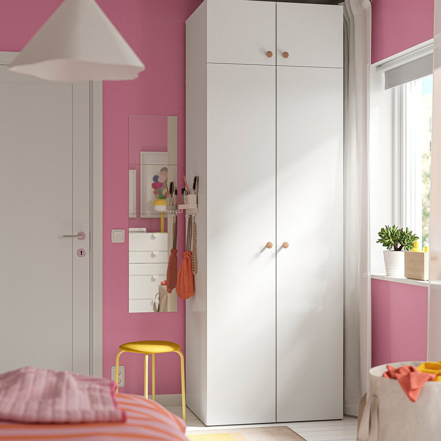 LASTARE wardrobe combination, white/with height extension unit, 80x62x236 cm