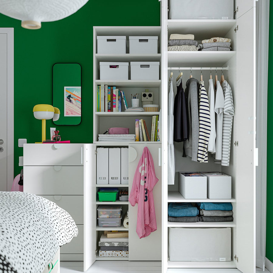 LASTARE wardrobe combination, white/with height extension unit, 180x62x236 cm
