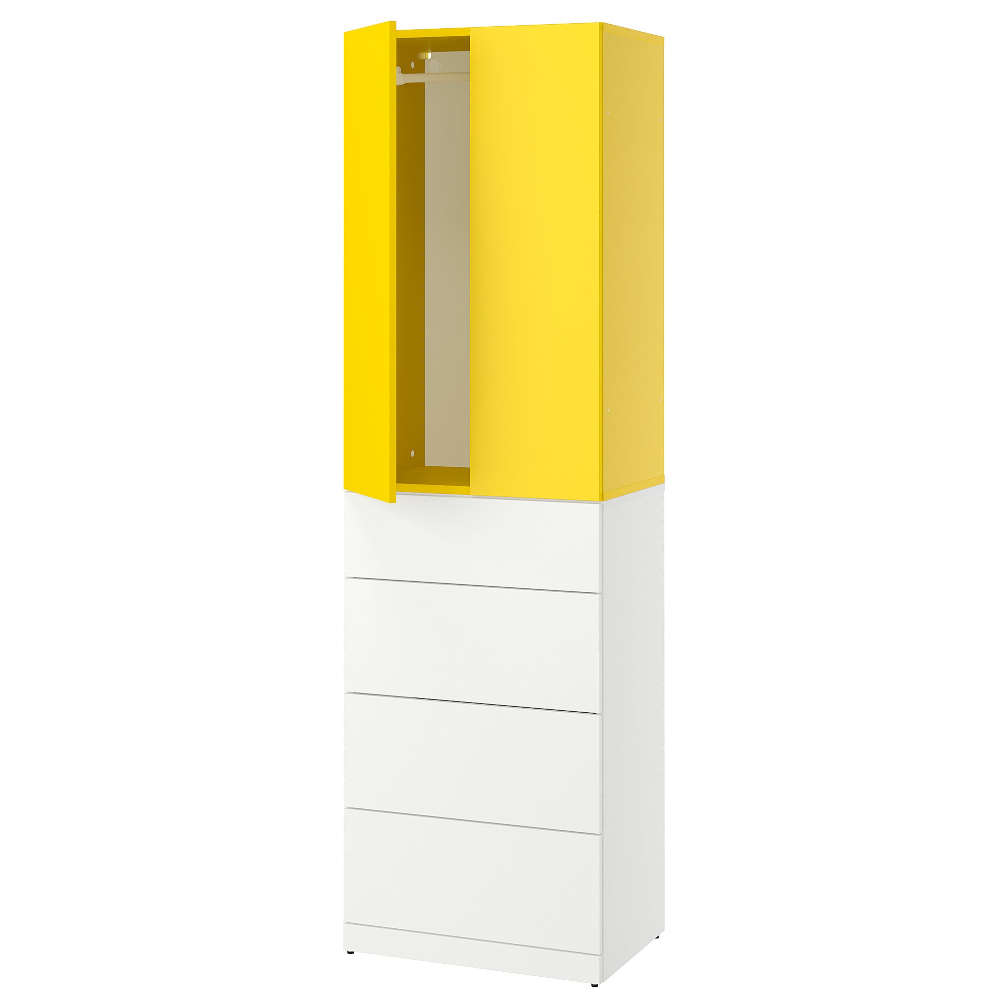 LASTARE wardrobe combination, white/yellow, 60x42x200 cm