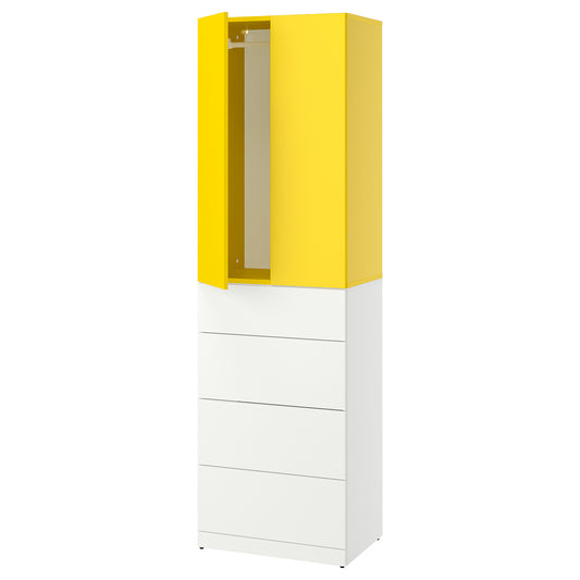 LASTARE wardrobe combination, white/yellow, 60x42x200 cm