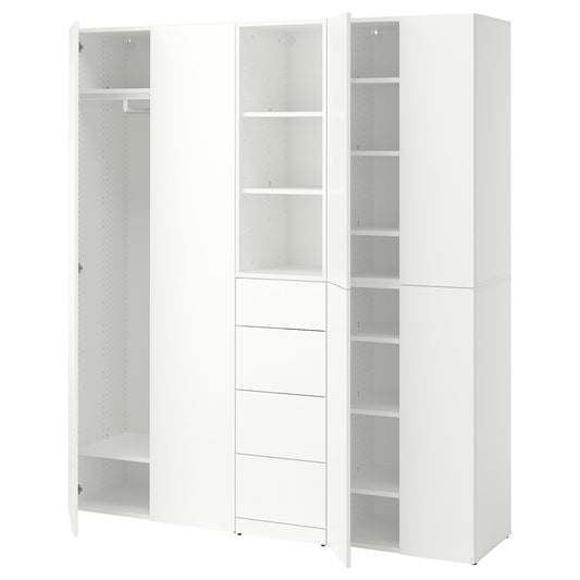 LASTARE wardrobe combination, white, 180x42x200 cm