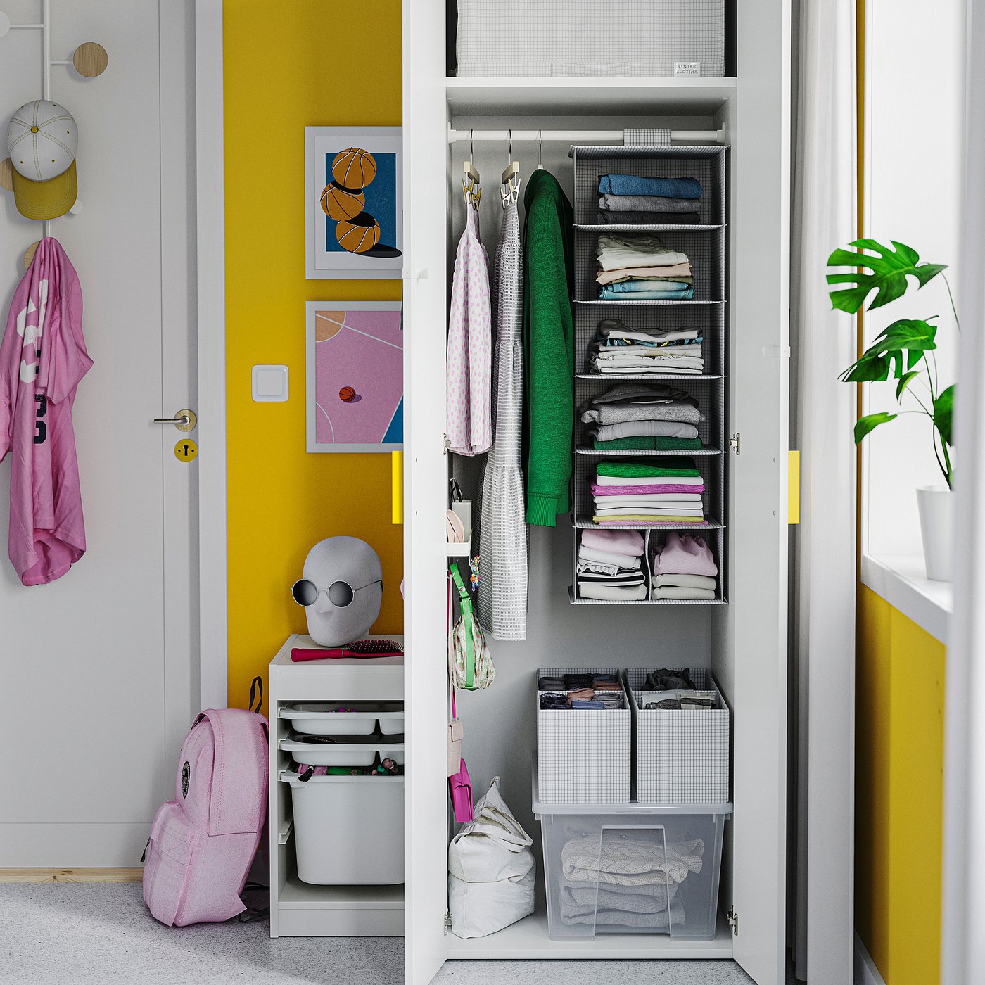 LASTARE wardrobe combination, white, 60x62x200 cm