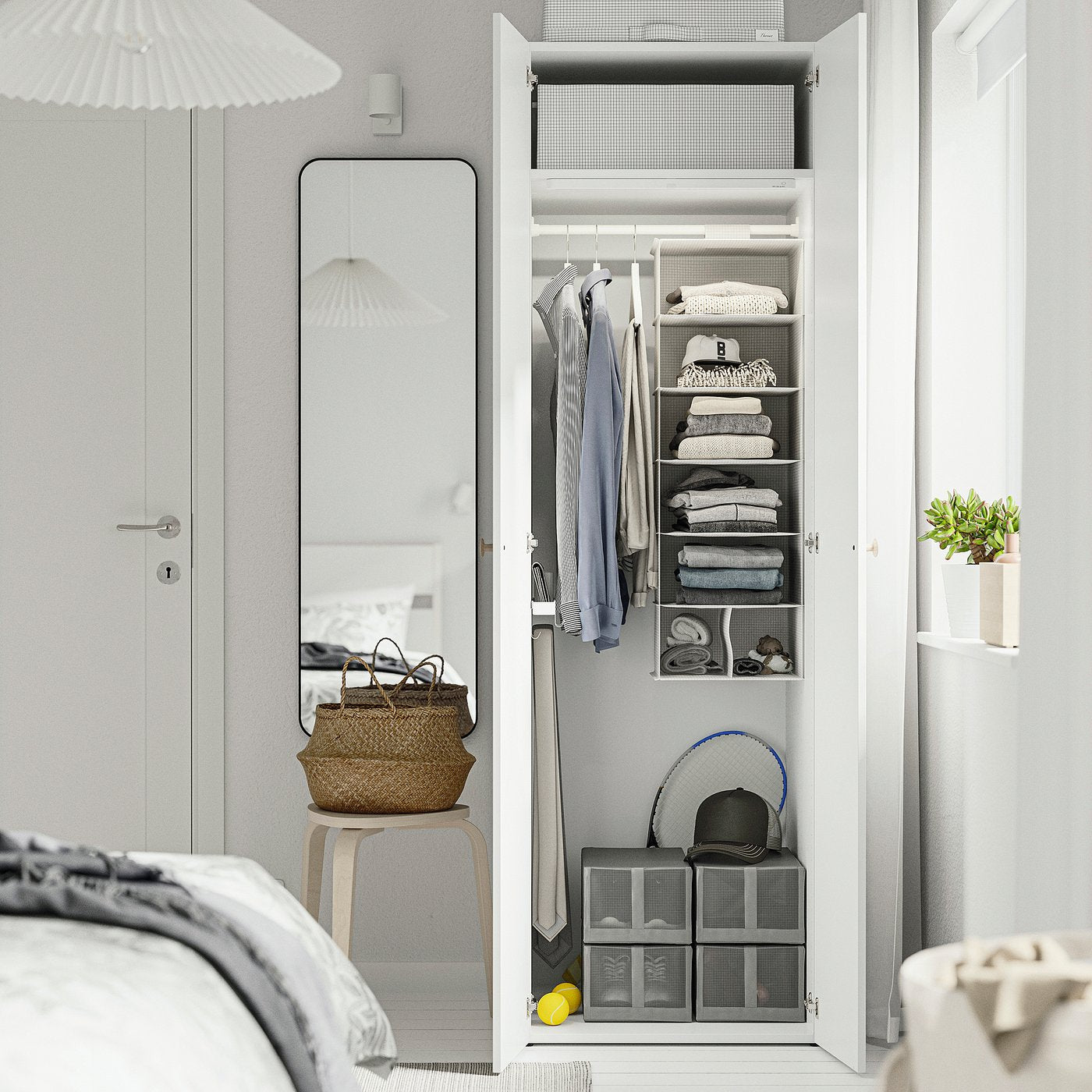 LASTARE wardrobe combination, white, 60x62x200 cm