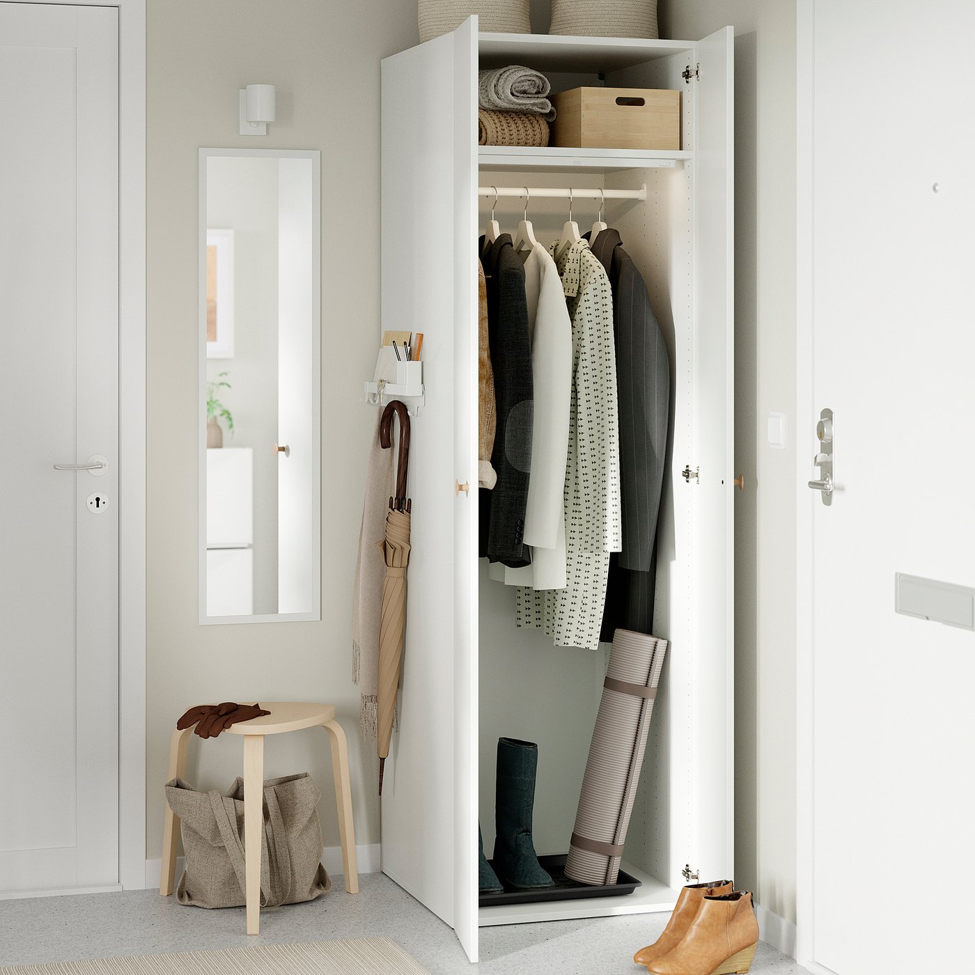LASTARE wardrobe combination, white, 60x62x200 cm