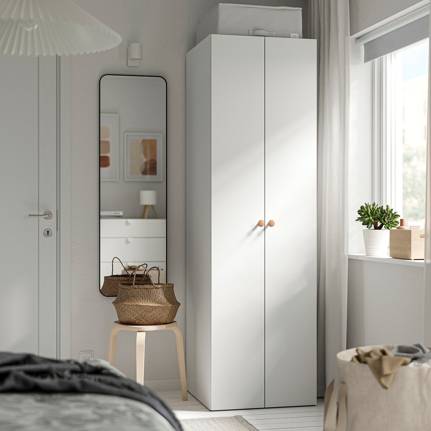 LASTARE wardrobe combination, white, 60x62x200 cm