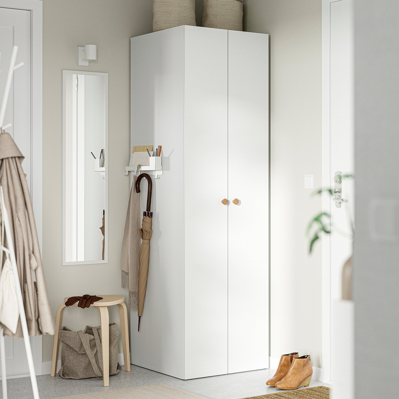 LASTARE wardrobe combination, white, 60x62x200 cm