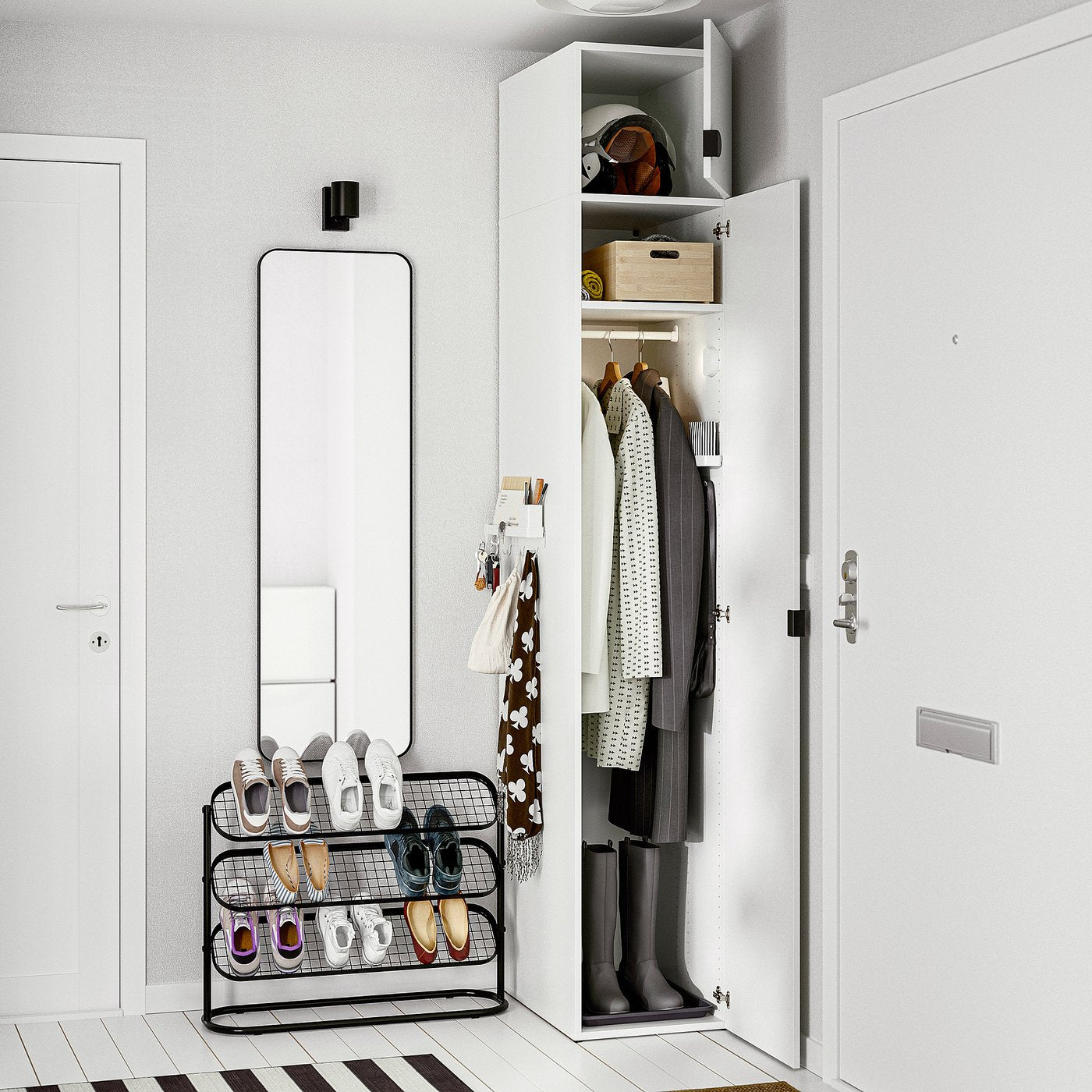 LASTARE wardrobe combination, white/with height extension unit, 40x62x236 cm