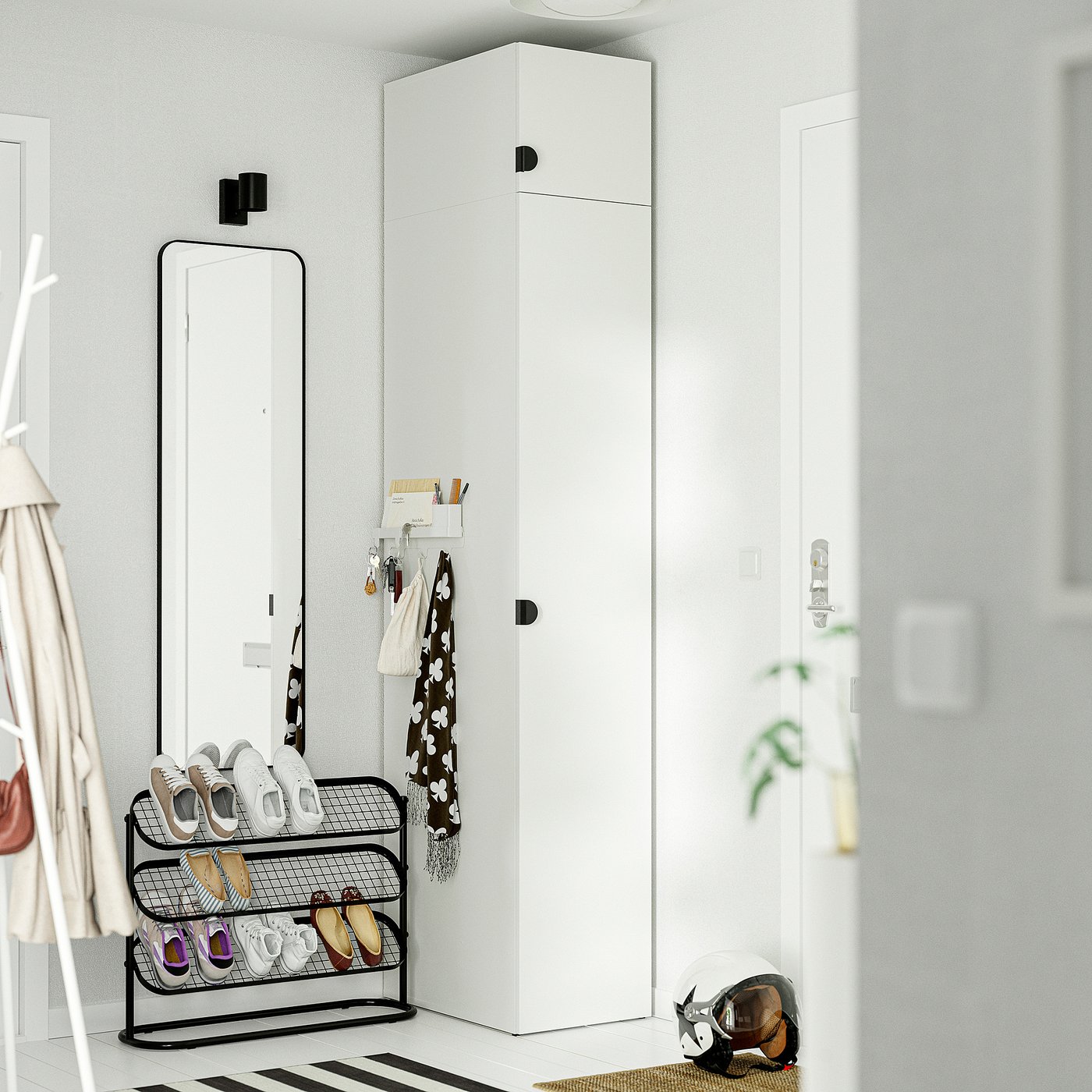 LASTARE wardrobe combination, white/with height extension unit, 40x62x236 cm